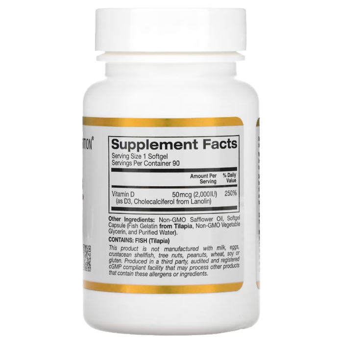 California Gold Nutrition, Vitamine D3 back
