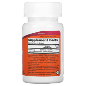 Vitamine D3 haute efficacité, 10 000 UI, 120 capsules à enveloppe molle back