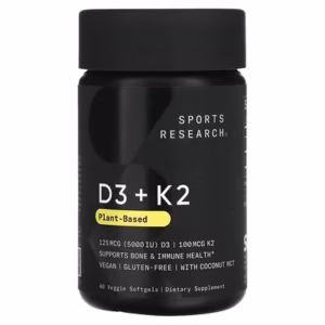 Vitamines D3 et K2, Origine végétale, 125 µg(5000 ui)/100 µg(100mcg), 60 capsules