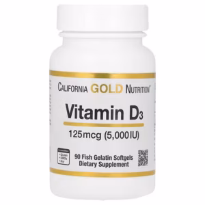 Vitamine D3, 125 µg (5000 IU), 90 capsules à enveloppe molle à base de gélatine de poisson