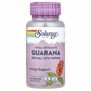 Solaray,  guarana, 200 mg, 60 capsules végétariennes