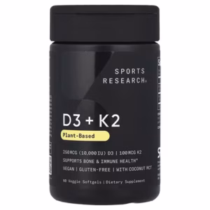 Sports Research, D3 + K2, 250 mcg(10000ui) /100 mcg, 60 Veggie Softgels