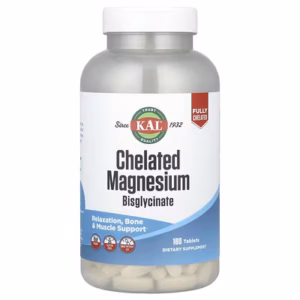 KAL, Bisglycinate de magnésium chélaté, 180 comprimés (105 mg pièce)