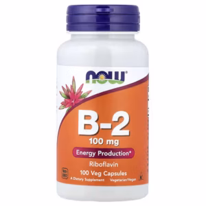 NOW Foods Vitamine B-2 (Riboflavine) 100 mg – 100 Capsules Végétales | Énergie & Métabolisme