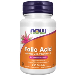 Acide Folique 800 mcg avec Vitamine B12 – 250 Comprimés | Complément Alimentaire Haute Concentration