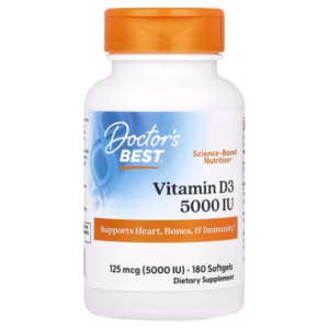 Doctor's Best, Vitamine D3, 125 µg (5000 UI), 180 capsules à enveloppe molle